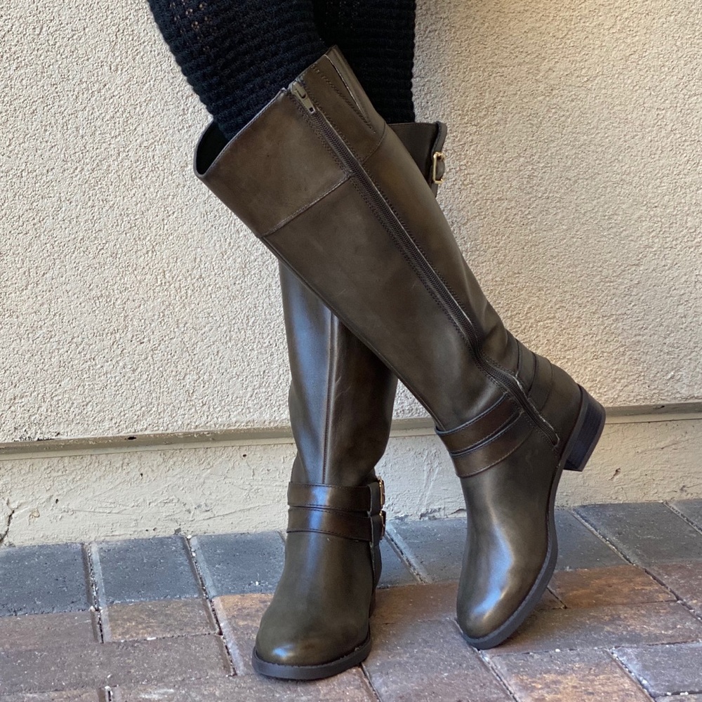 Rare Moss Wide Calf Genuine Leather Knee Boots - Picture 9 of 9